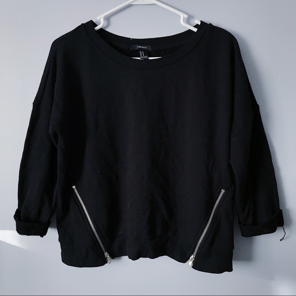 Forever 21 Black Zipper Top